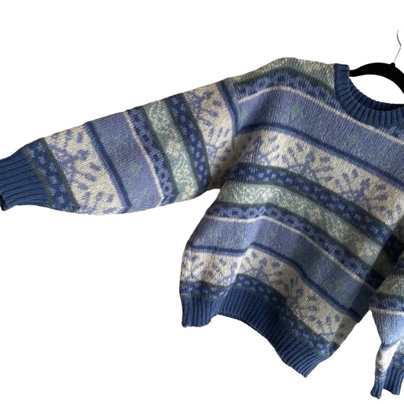 ICEWEAR Vintage Icelandic Crew Neck Long Sleeve Sweater Blue Cream L - Picture 2 of 7